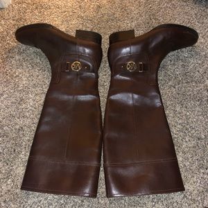 chocolate michael kors riding boots